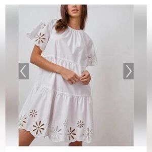 Rails Arielle dress white tiered flower eyelet shirt dress NWT $248 XS